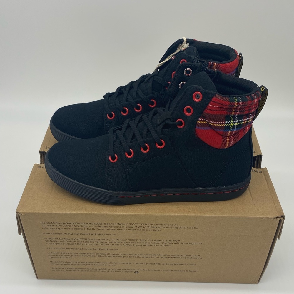 ROZARYA WOMEN'S CANVAS BOOTS Black + Red Stewart - Picture 12 of 16